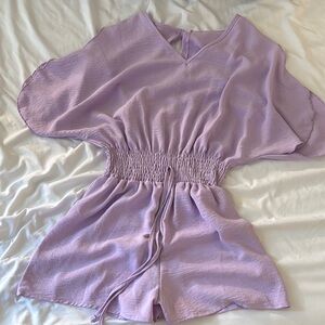 Lavender Romper with Cinched Waist